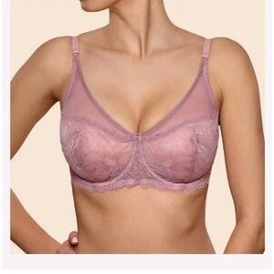 Ajour Soft Full Coverage Lace‎ Sheer Bra in Ash Rose 34E